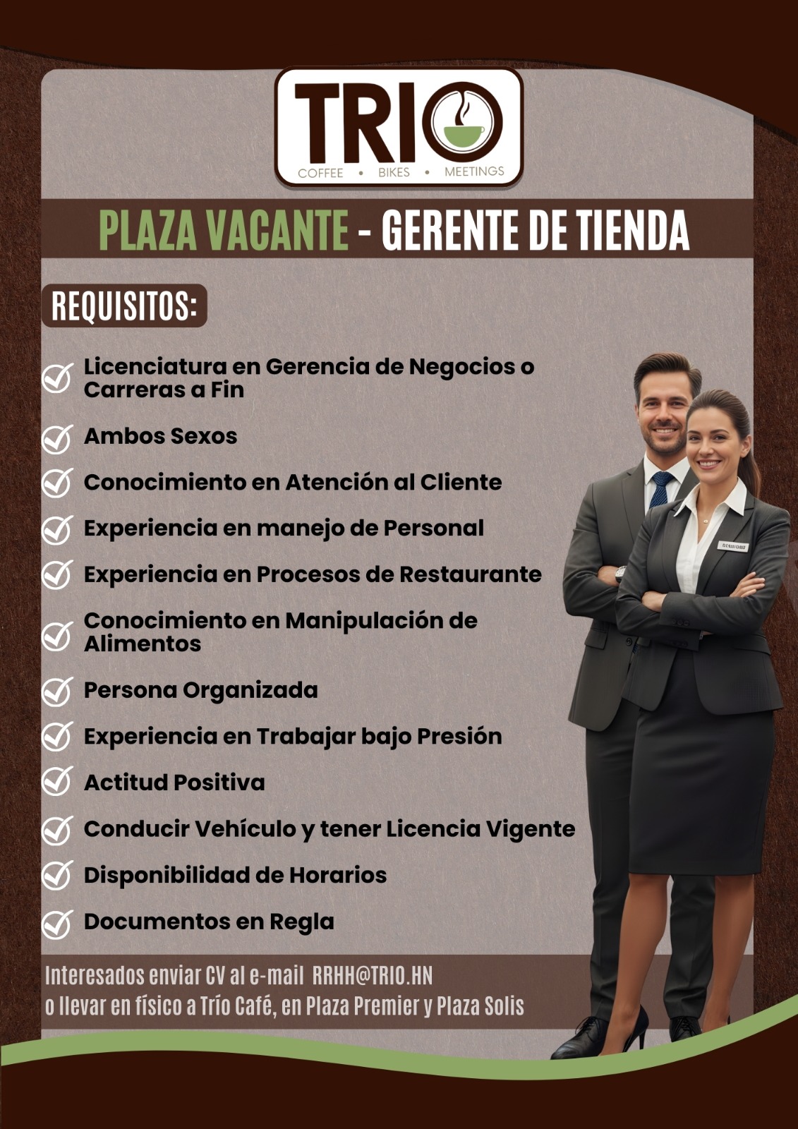 Gerente de Tienda - Trío Café
