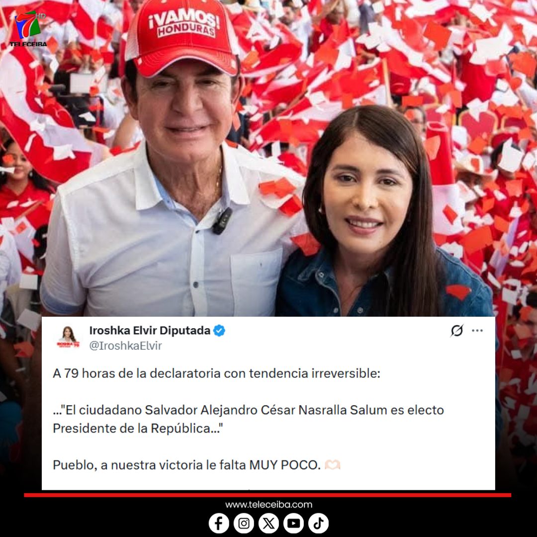 Diputada Elvir celebra victoria de Nasralla: "A 79 horas de la declaratoria"
