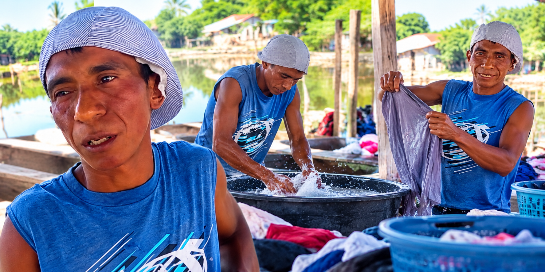 Hondureño de Choluteca rompe estereotipos lavando ropa desde 2010