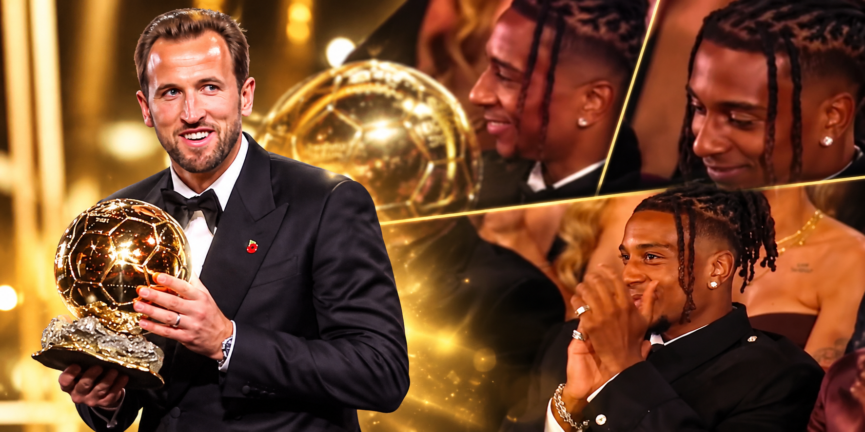 Michael Olise sonríe al ver a Harry Kane conquistar el Balón de Oro