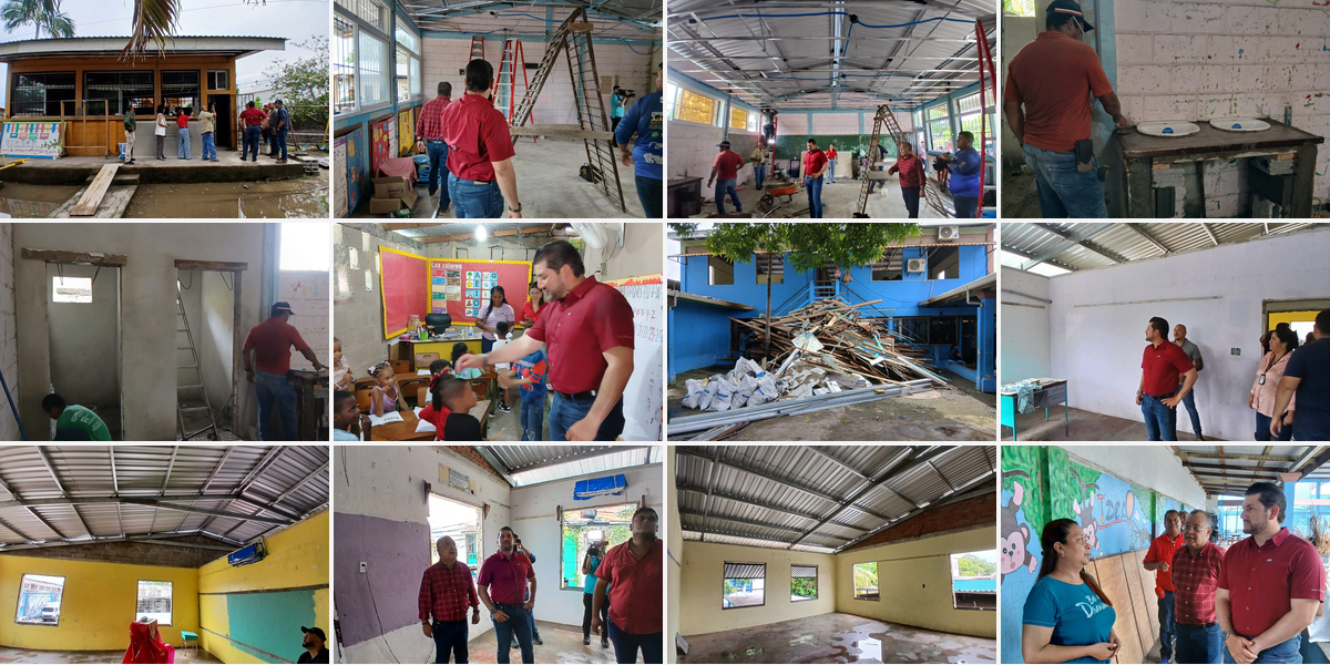 Alcalde Bader Dip inspecciona restauración de dos centros educativos en La Ceiba