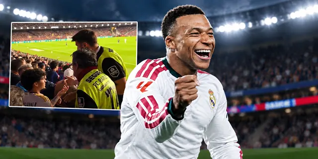 Expulsan a un madridista del Camp Nou por celebrar un gol de Mbappé