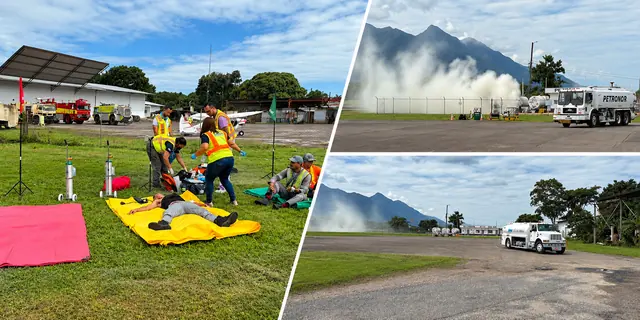 Ejecutan exitoso simulacro de incendio en el aeropuerto Guillermo Anderson de La Ceiba