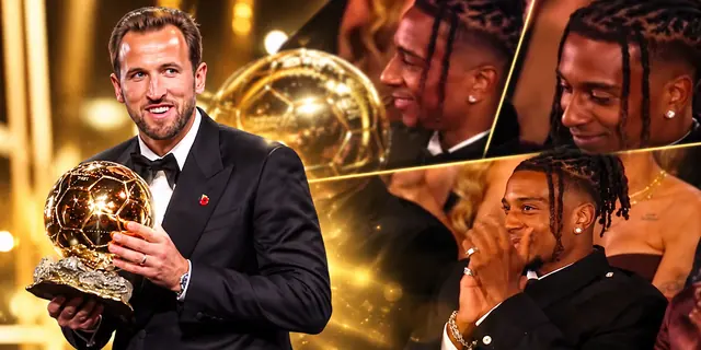 Michael Olise sonríe al ver a Harry Kane conquistar el Balón de Oro